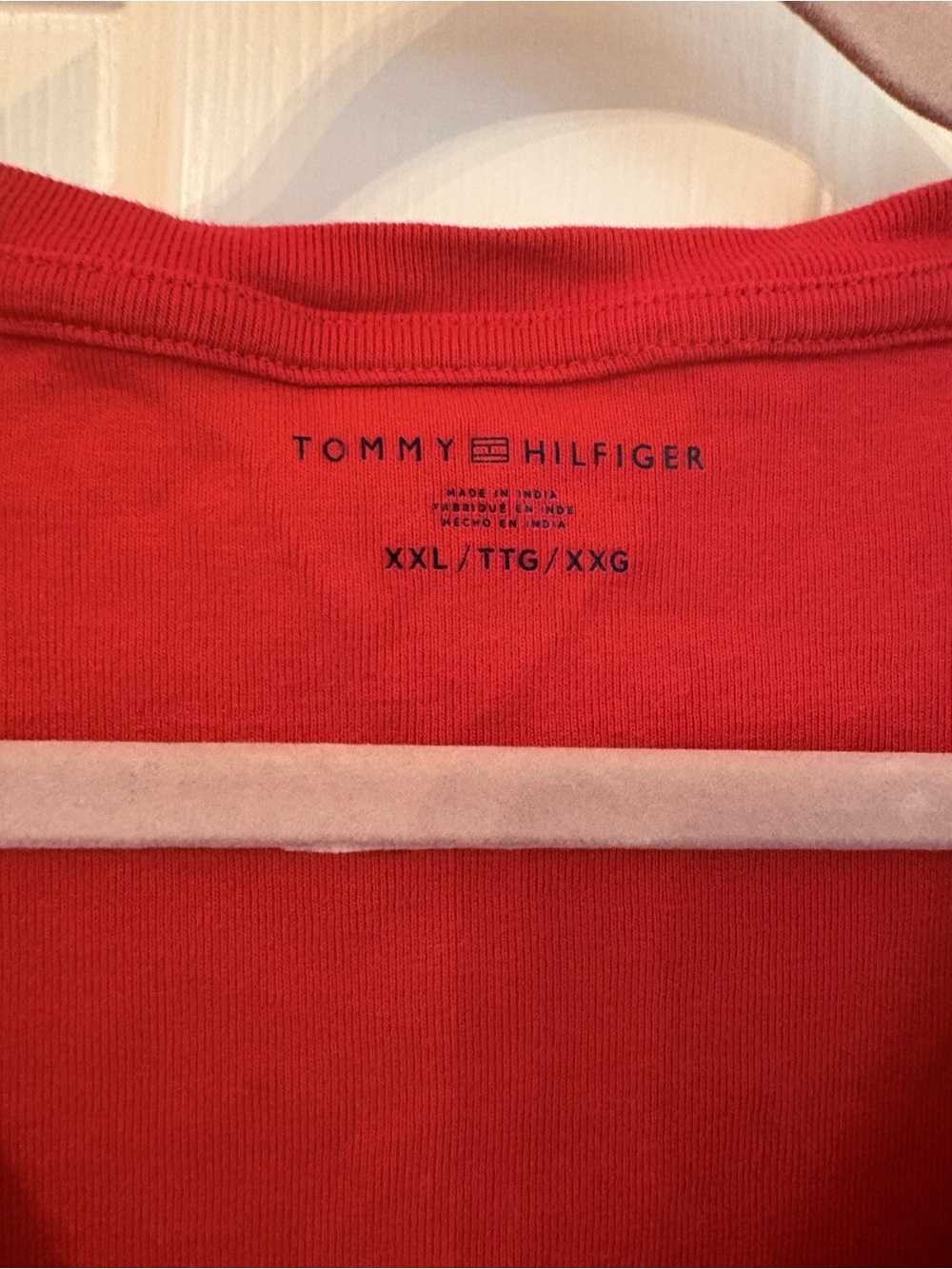 Tommy Hilfiger Women's Bright Red V-Neck Short Sleeve Tee - Picture 2 of 3